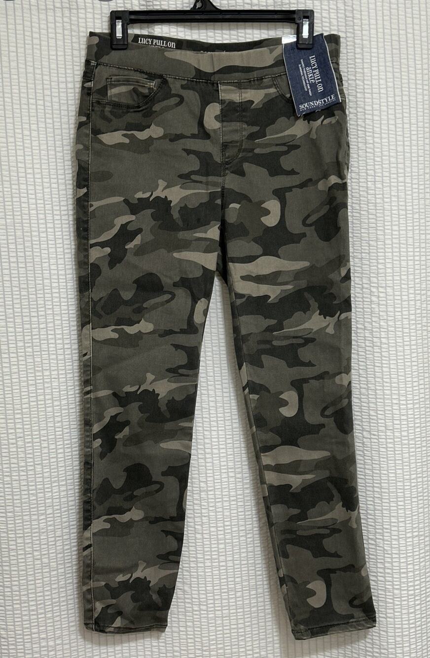 SoundStyle Lucy Pull On Ankle Leggings Women’s Sz 8-10 Slimming Camouflage NWT